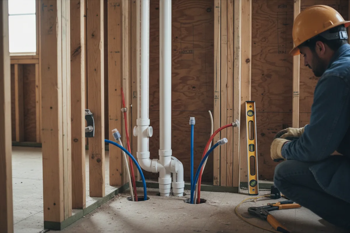 Drain and supply rough-in during Sump Pump Repair in Cassandra