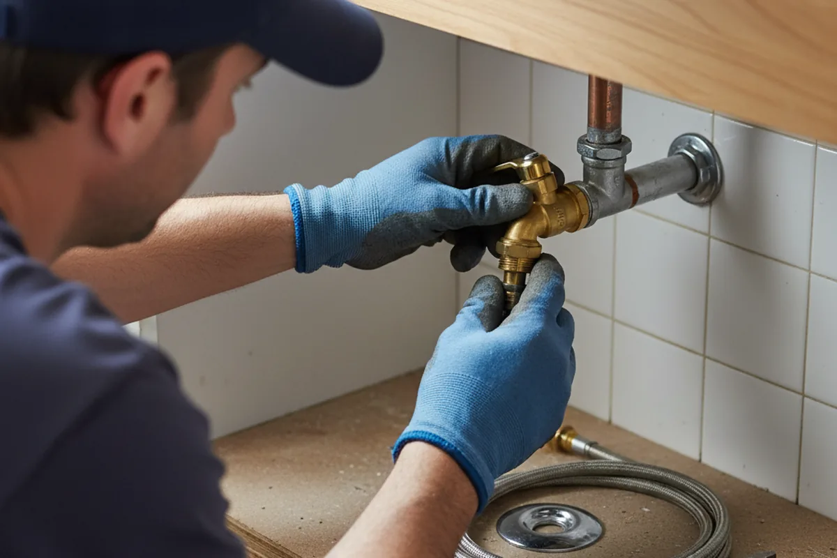 Shutoff valve and fitting work during Burst Pipe Repair in Cassandra